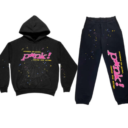 Black Pink Printed Tracksuit