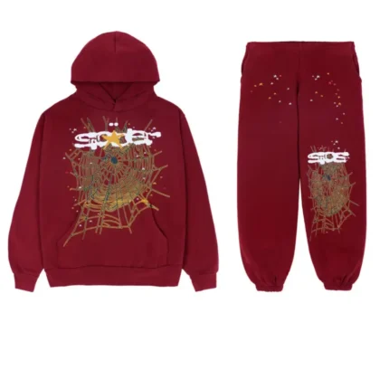 Sp5ders Logo Tracksuit Maroon