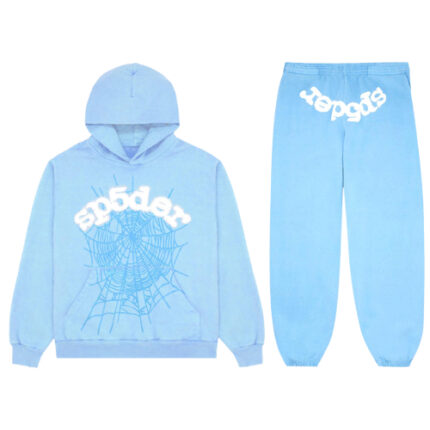 White Printed Tracksuit – Sky Blue